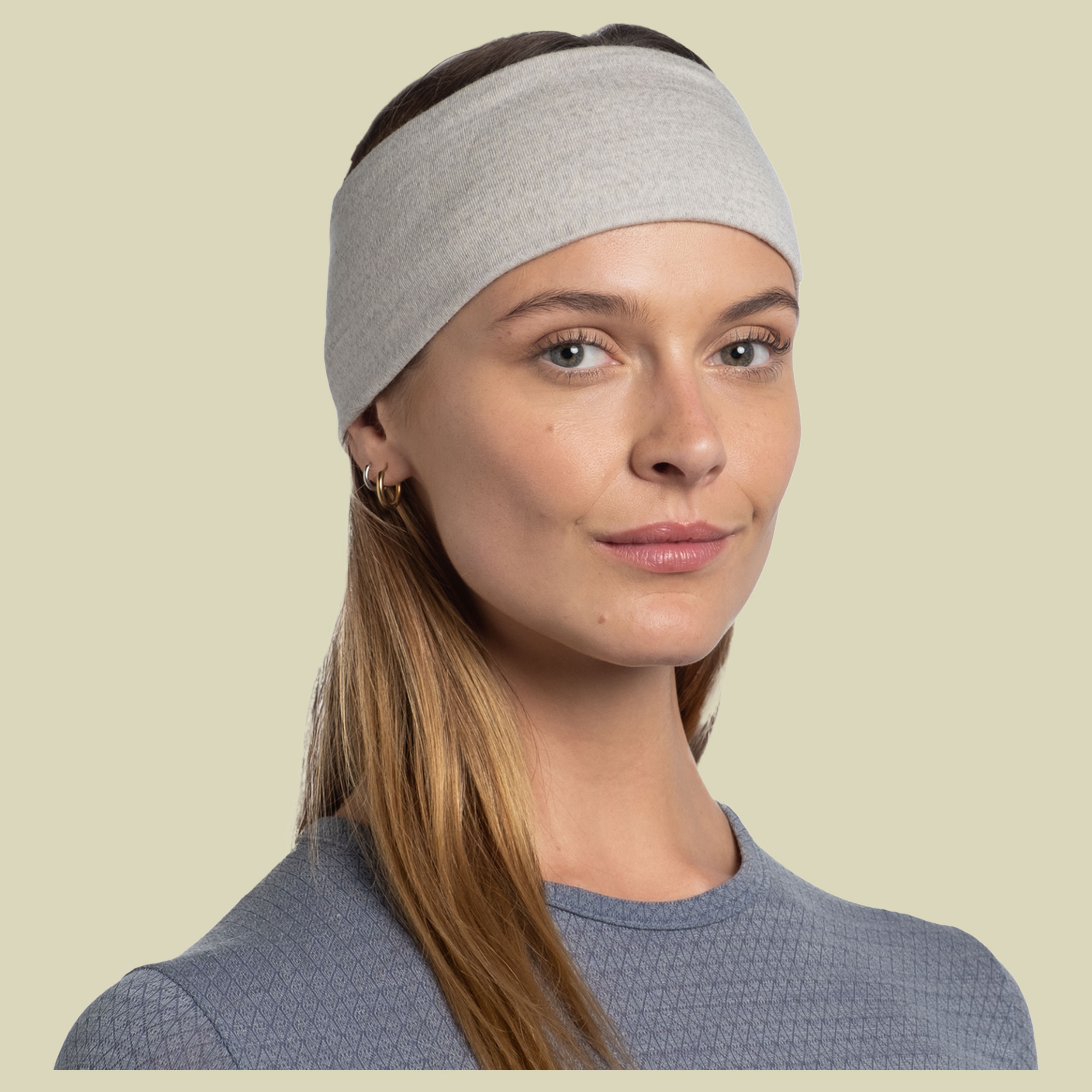 Merino Wide Headband beige one size - solid cloud