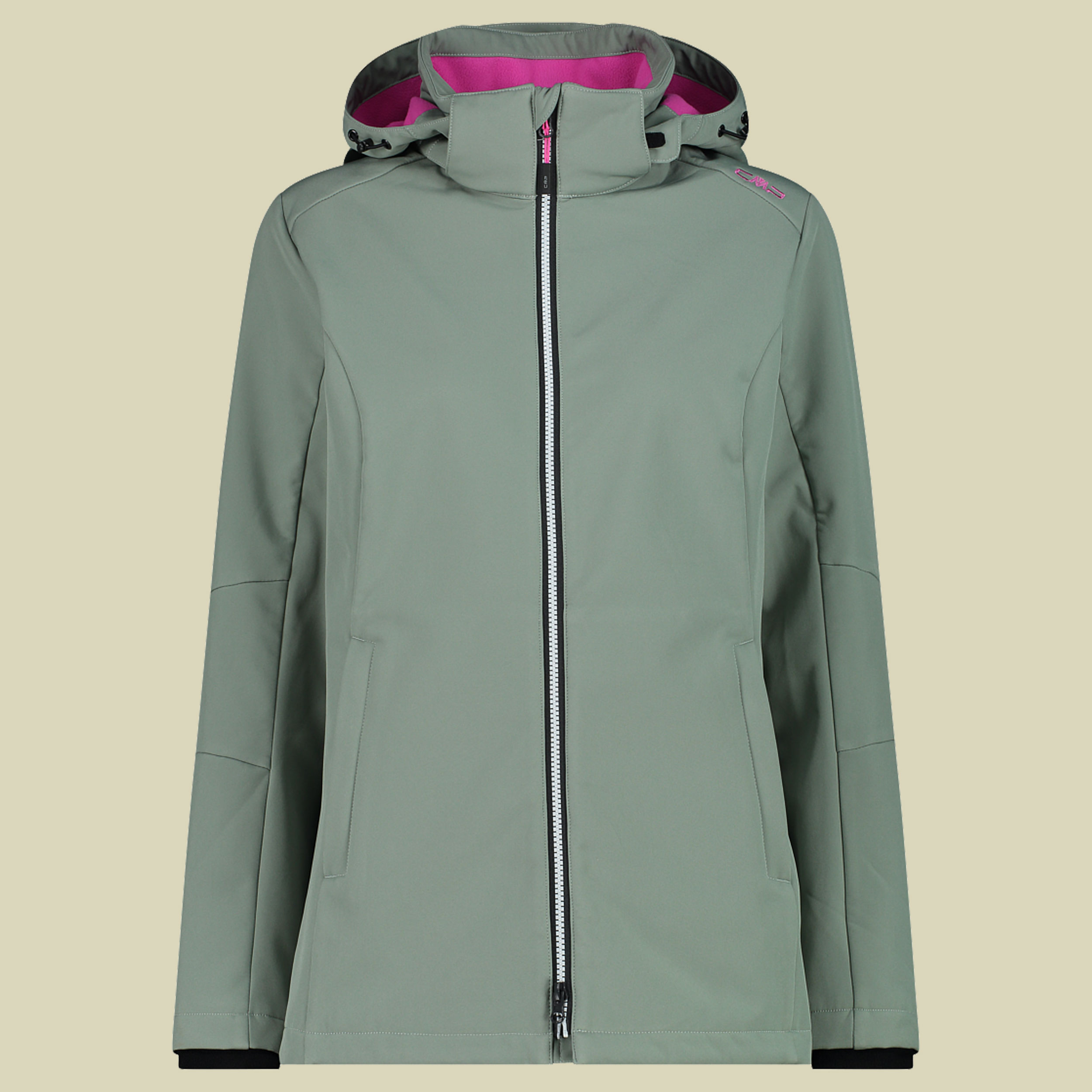 Woman Jacket Zip Hood Softshell 3A22226 grün 38 - Farbe mineral