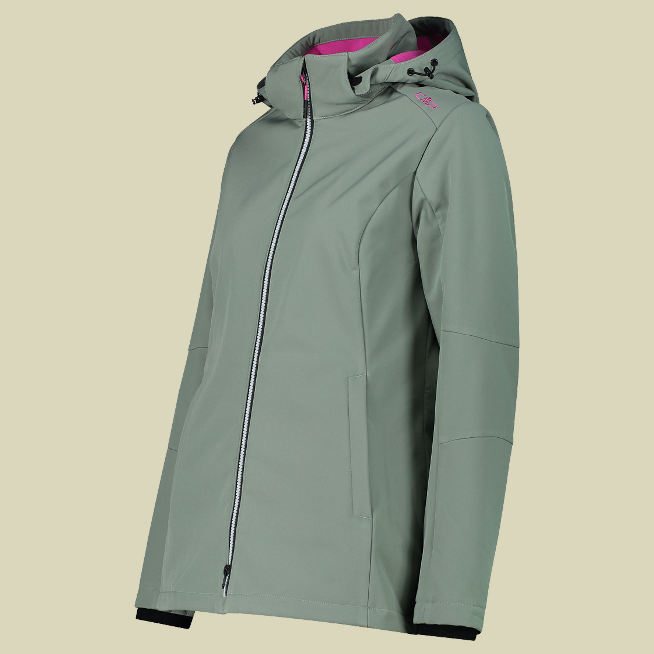 Woman Jacket Zip Hood Softshell 3A22226 grün 42 - Farbe mineral