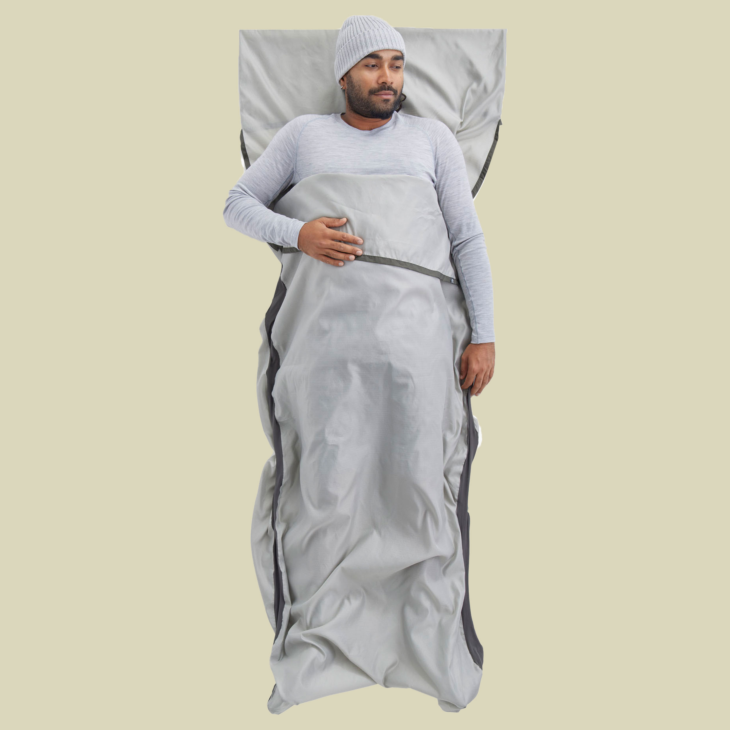 Silk Blend Sleeping Bag Liner rechteckig mit Kopfkissenhülle grau - Rectangular w/ Pillow Sleeve Farbe moonstruck grey