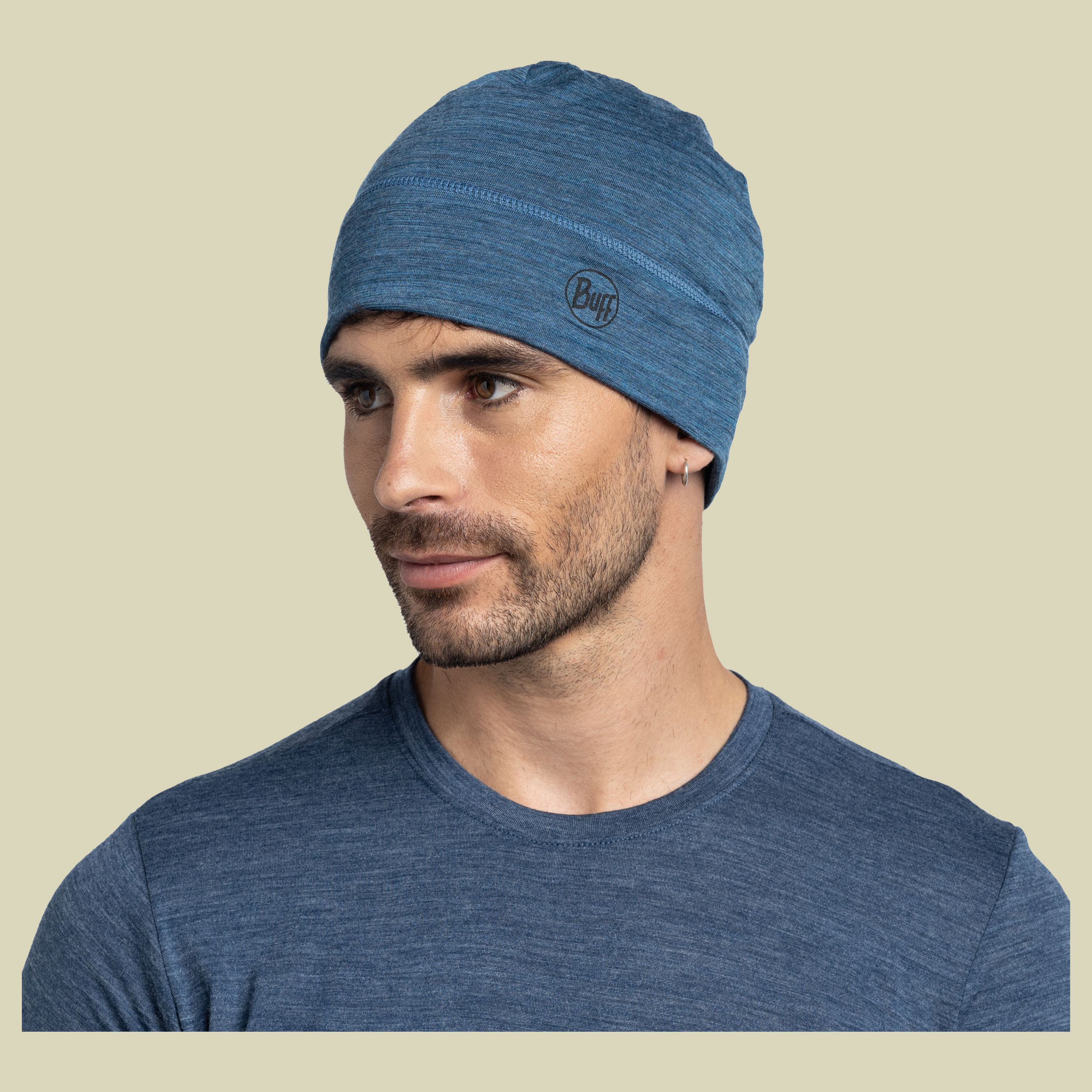 Lightweight Merino Beanie blau one size - multistripes tempest