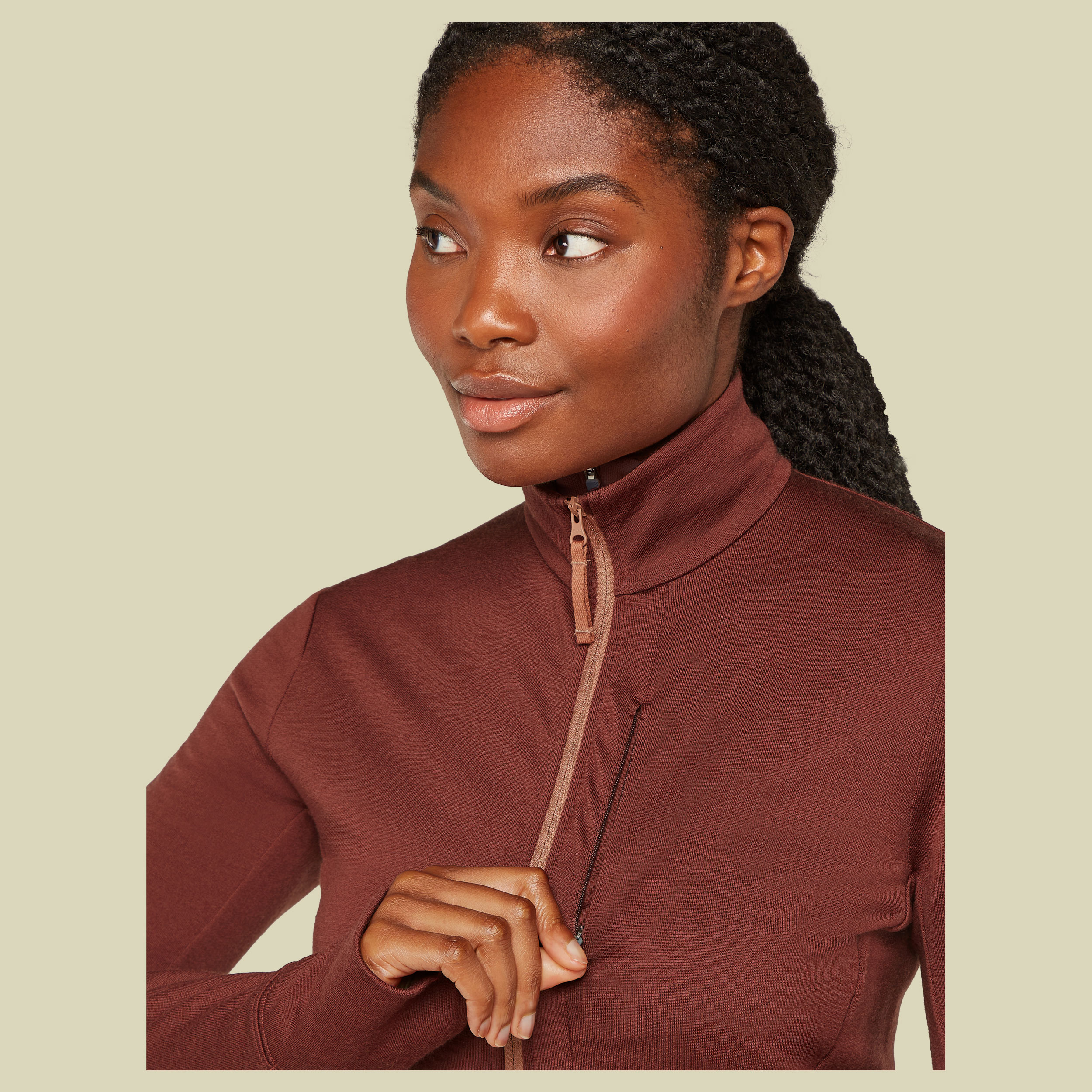 Merino 260 Quantum IV LS Zip Women L braun - port/cedar wood