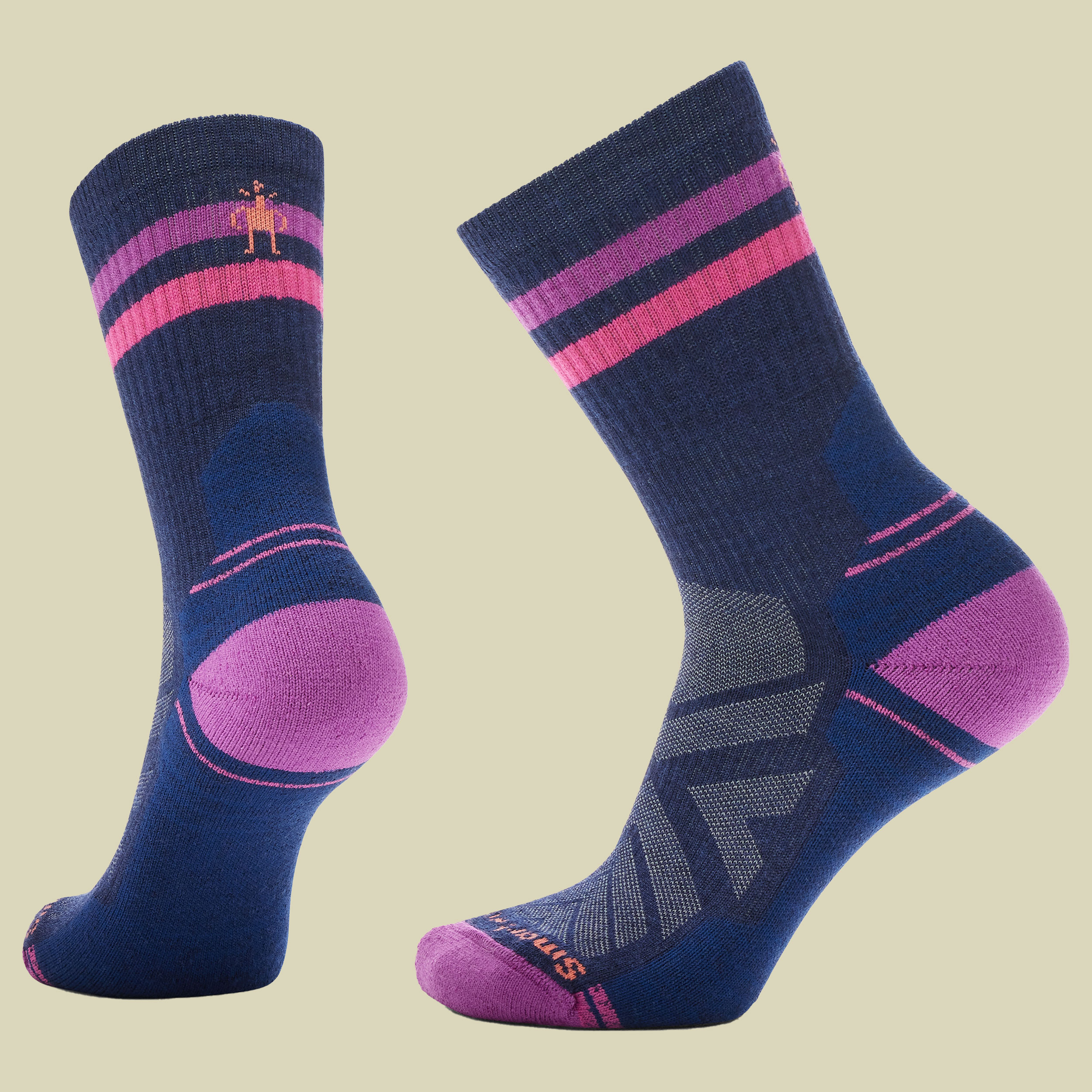 Hike Light Cushion Tube Stripe Crew Socks Women L 42-45 blau - deep navy/power pink