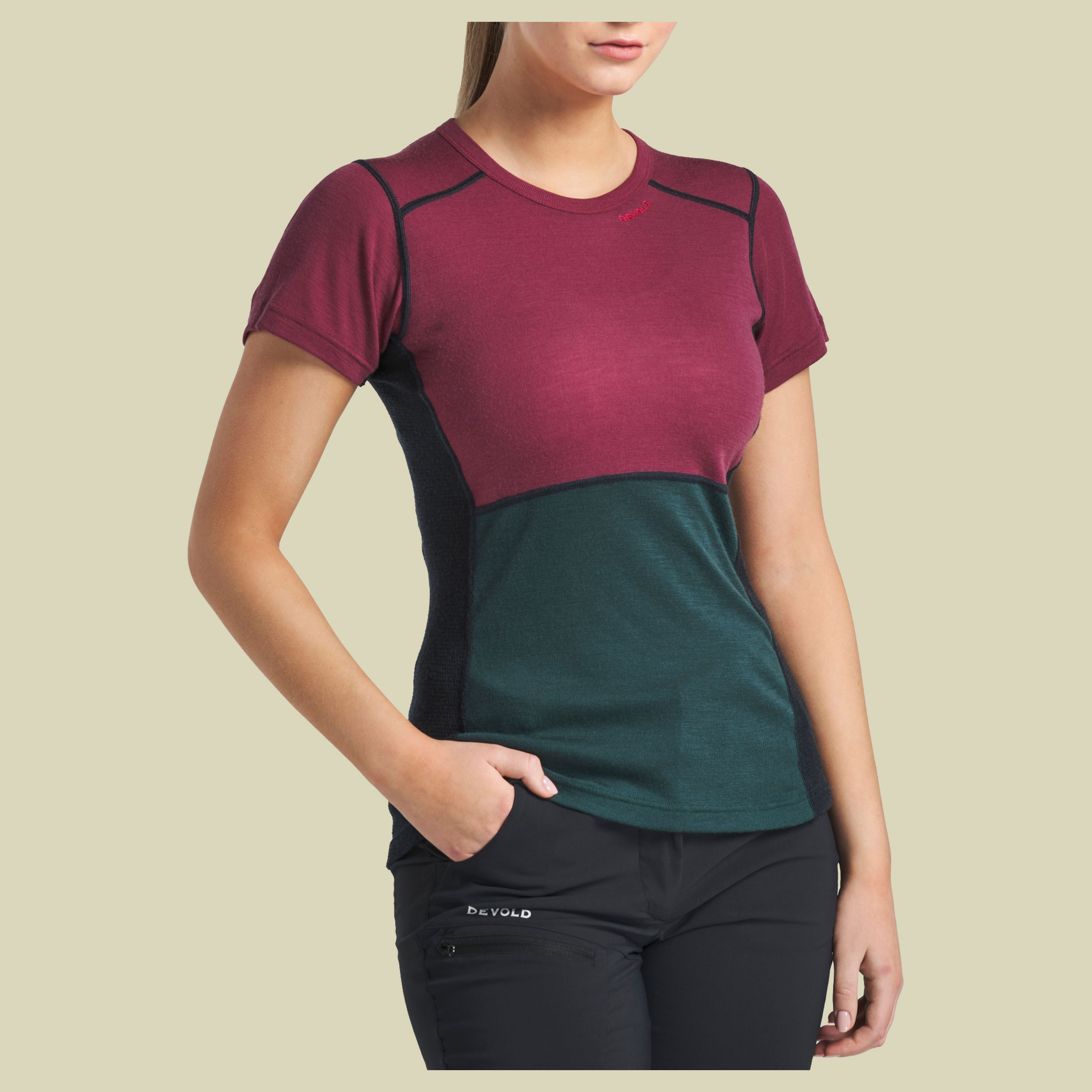 Lauparen Merino 190 T-Shirt Woman rot S - beetroot/woods