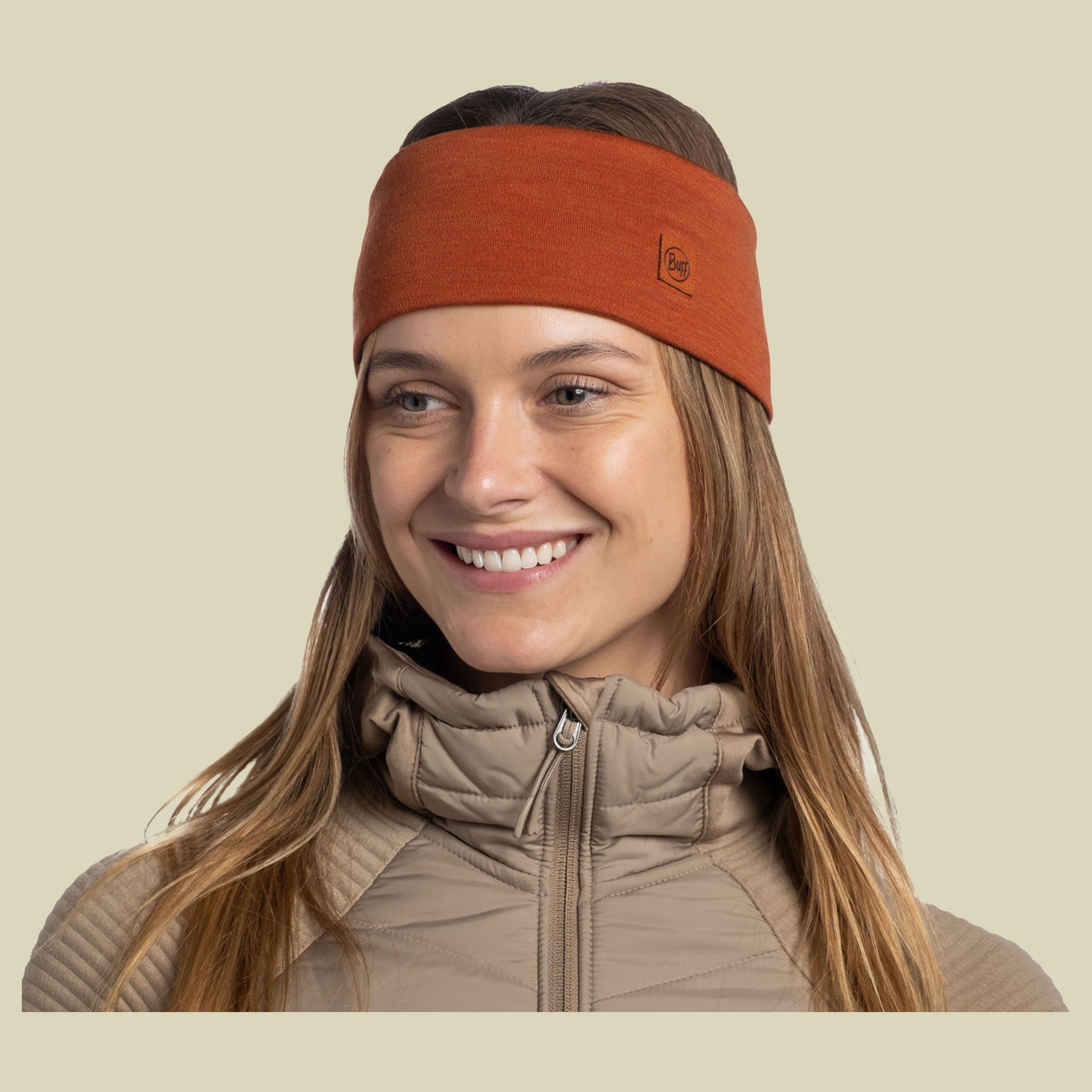 Merino Wide Headband braun one size - solid cinnamon