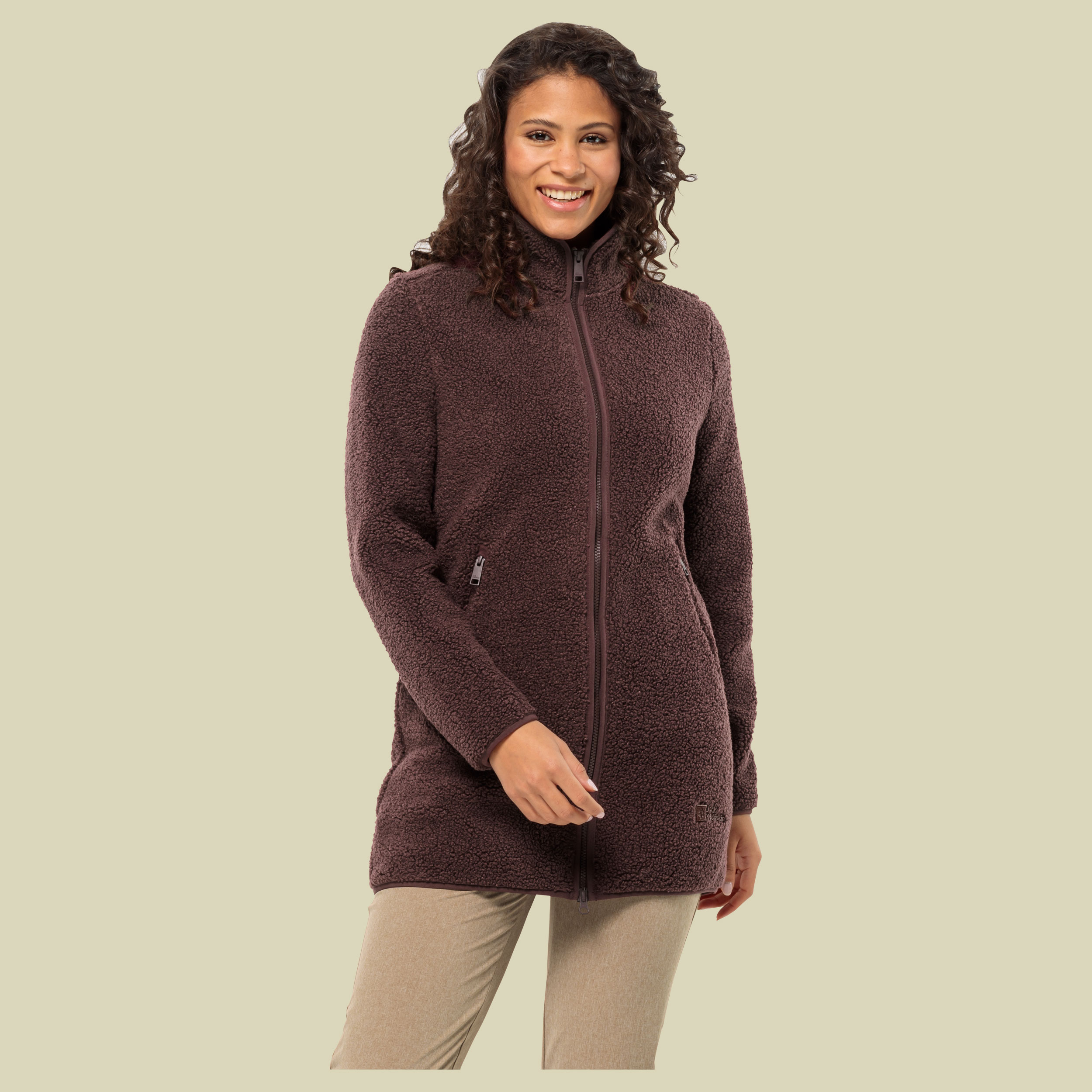 High Curl Coat Women beige L - panna cotta