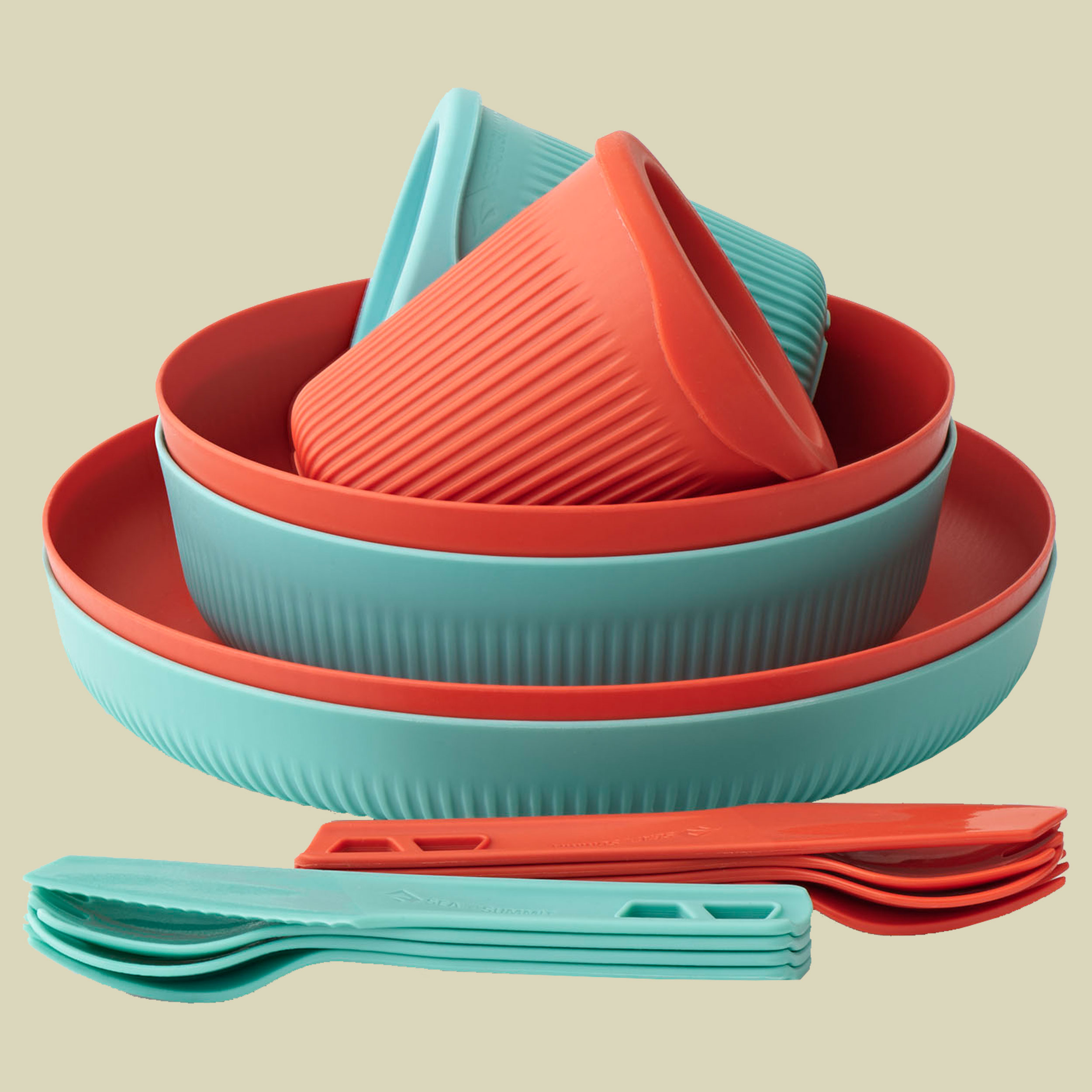 Passage Dinnerware Set [2P] 14 piece 2 Personen mehrfarbig - blue + orange