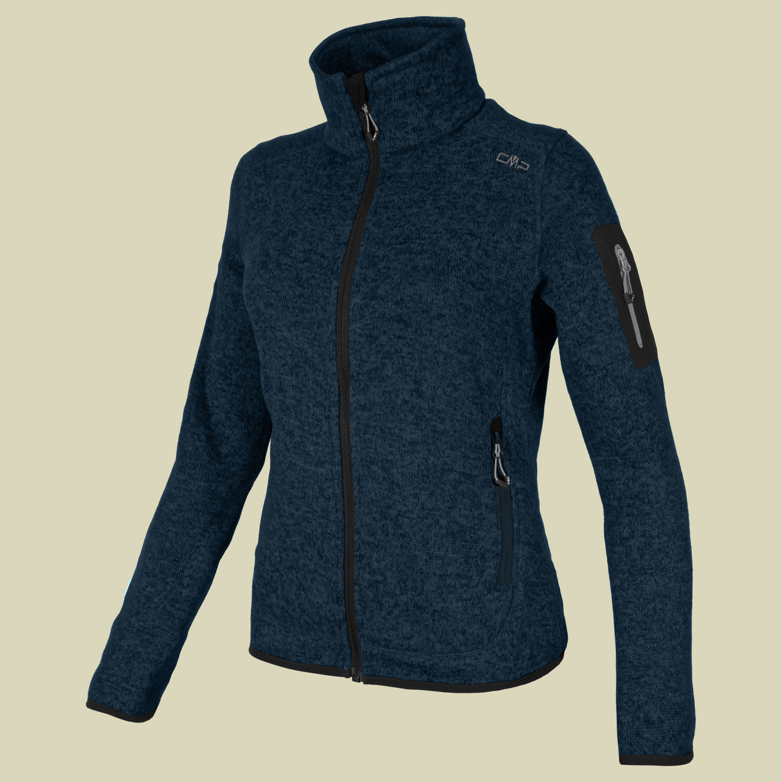 Woman Knitted Melange Fleece Jacket 3H14746 Größe 34 Farbe 034Q b.blue nero- ice nero