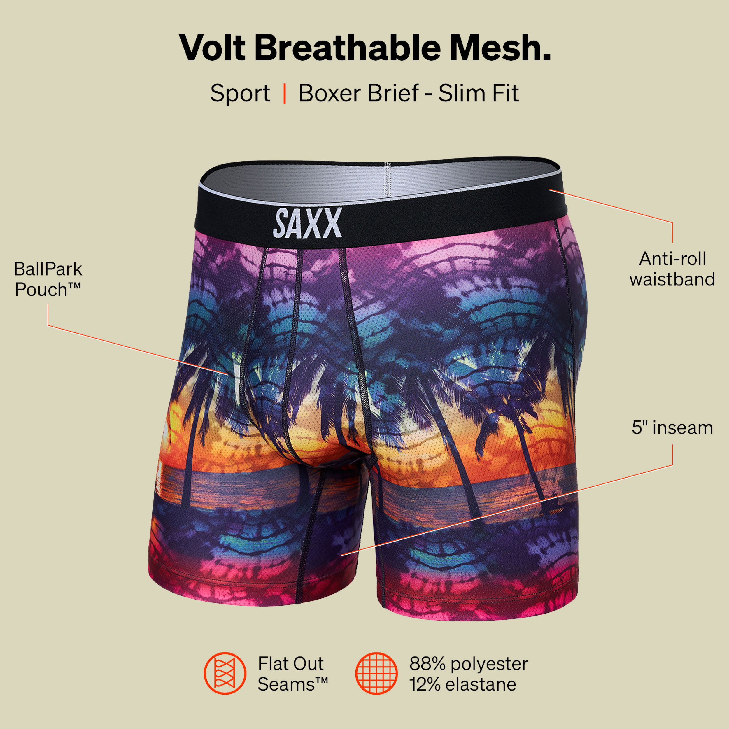 Volt Breathable Mesh Boxer Brief S mehrfarbig - horizon palms-multi